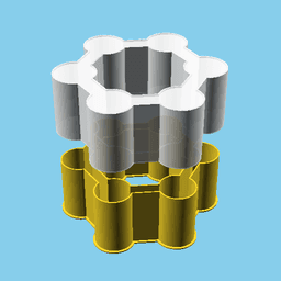 Circle border variation with six circles, nestable box (v1) 3d model
