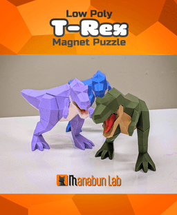 Low Poly T-Rex Tyrannosaurus Magnet Puzzle (No supports, no AMS) 3d model