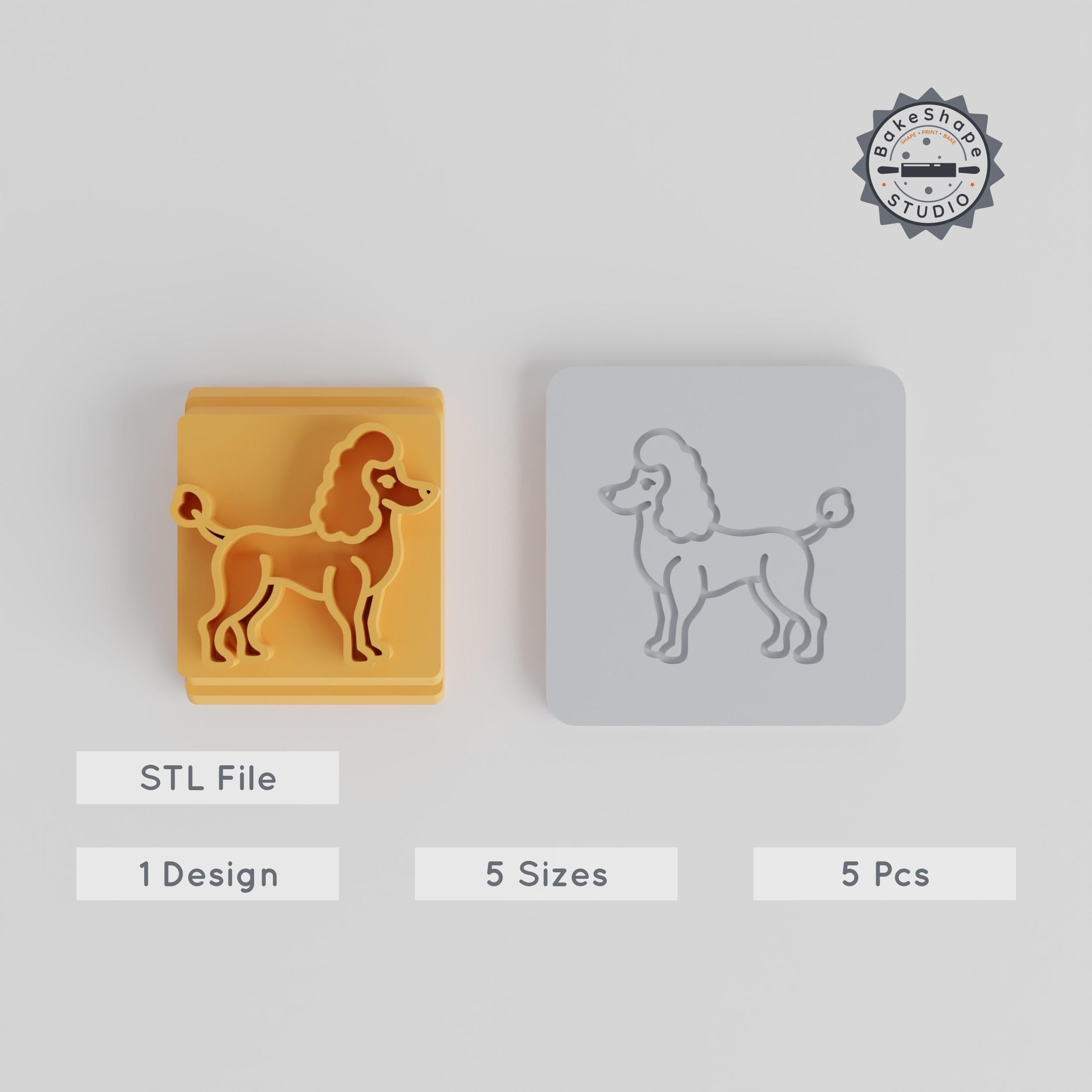 Poodle Stamp Tile Set, 5 Sizes 20-40mm, Use for Clay, Cookies & Fondant, Cute Pet Dog Design PRODUCT_2000 3d model