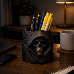 SKELETON HEAD PEN HOLDER / GOTHIC DECOR / HOME ESSENTIALS / DESIGNER HOMEDECOR / OFFICE ORGANIZER 3d model