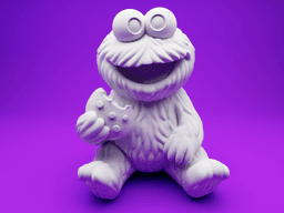 Cookie Monster-Inspired Chibi Figurine – 3D Printable with Bitten Cookie 3d model