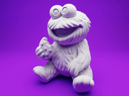 Cookie Monster-Inspired Chibi Figurine – 3D Printable with Bitten Cookie 3d model