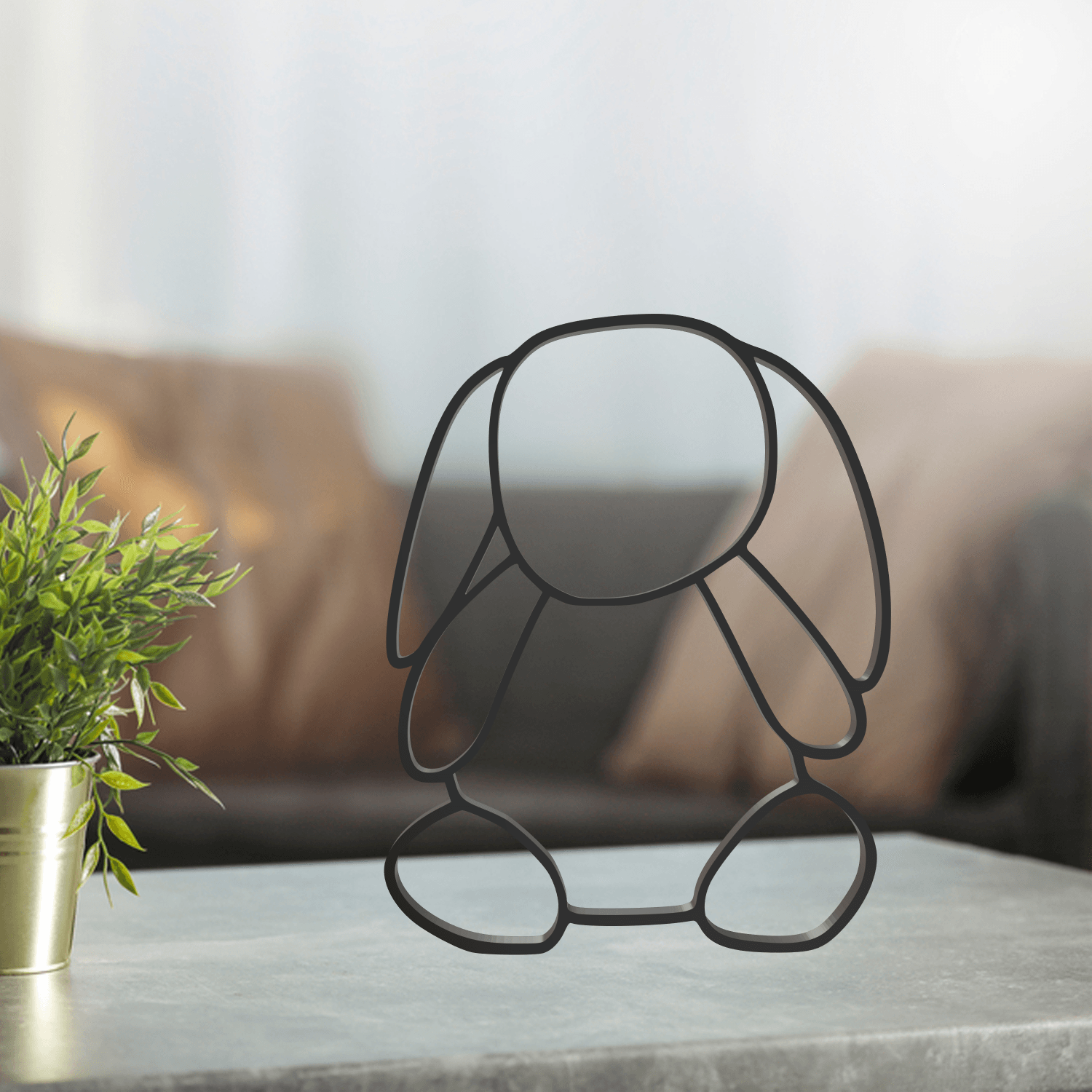 Rabbit Line Art, Modern, Minimalist 3d model