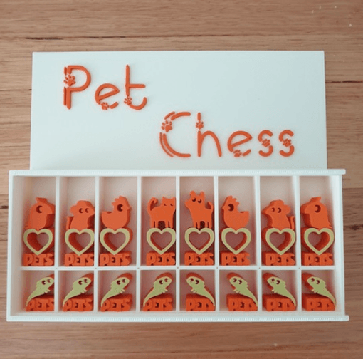 Pet Chess Set and Display Box 3d model