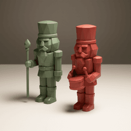 Nutcracker Figure Set | Low Poly 2 pcs Soldiers | Christmas Decor | Holiday Shelf Display 3d model