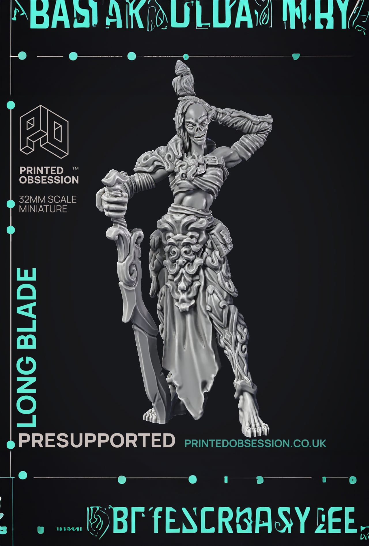 Long Blade - Gyth - PRESUPPORTED - D&D 32mm 3d model