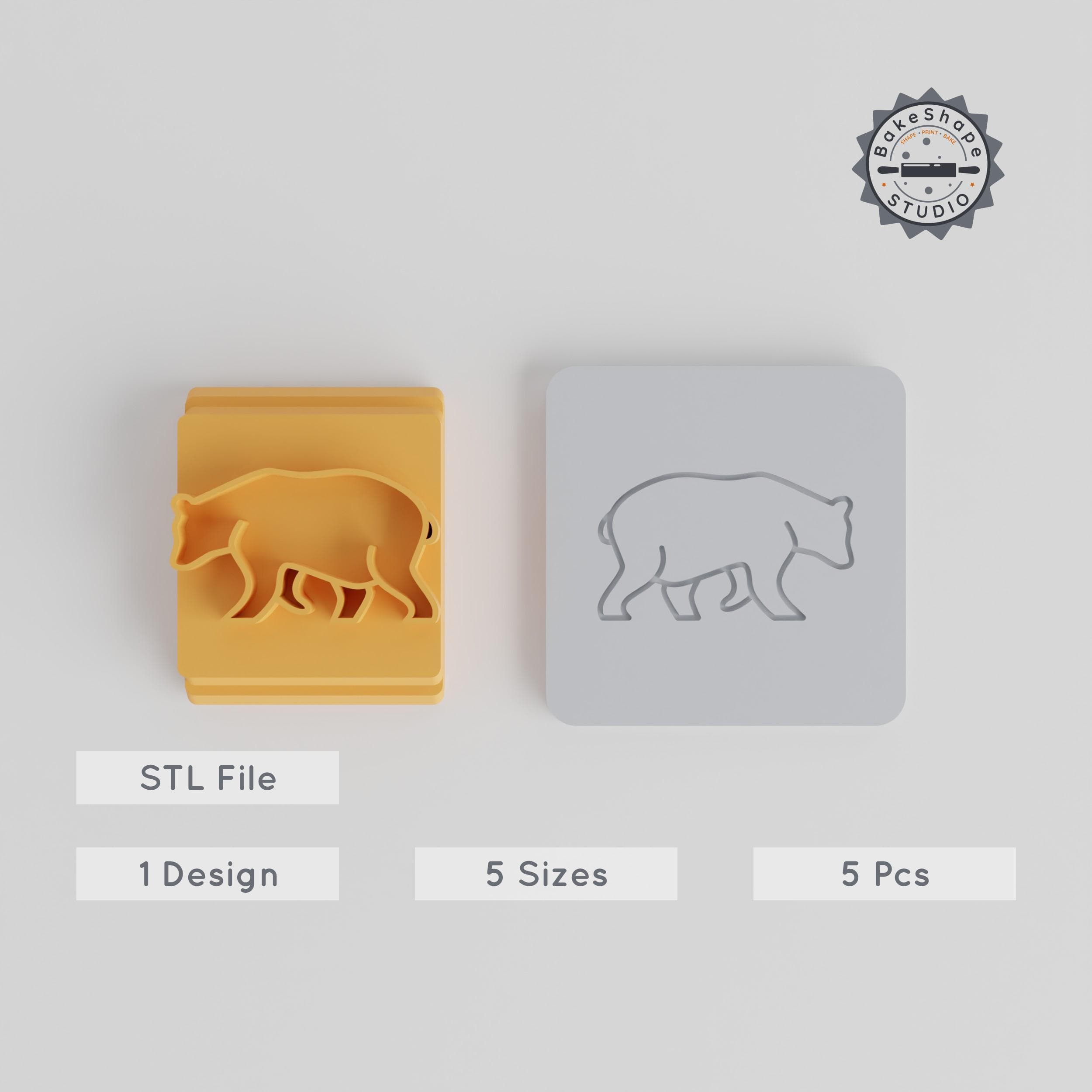 Bear Stamp Tile Set, 5 Motif Sizes, Perfect for Clay, Cookies & Fondant, Animal Theme, 3D Print STL File PRODUCT_3680 3d model