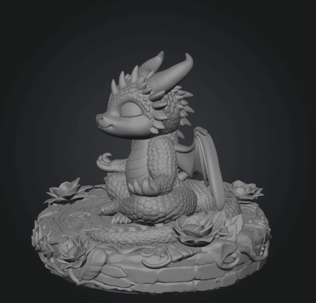 Meditating Baby Dragon STL File for 3D Print 3d model