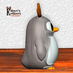 Winter Penguin with Deer Antlers Plush Toy Figurine 3d model