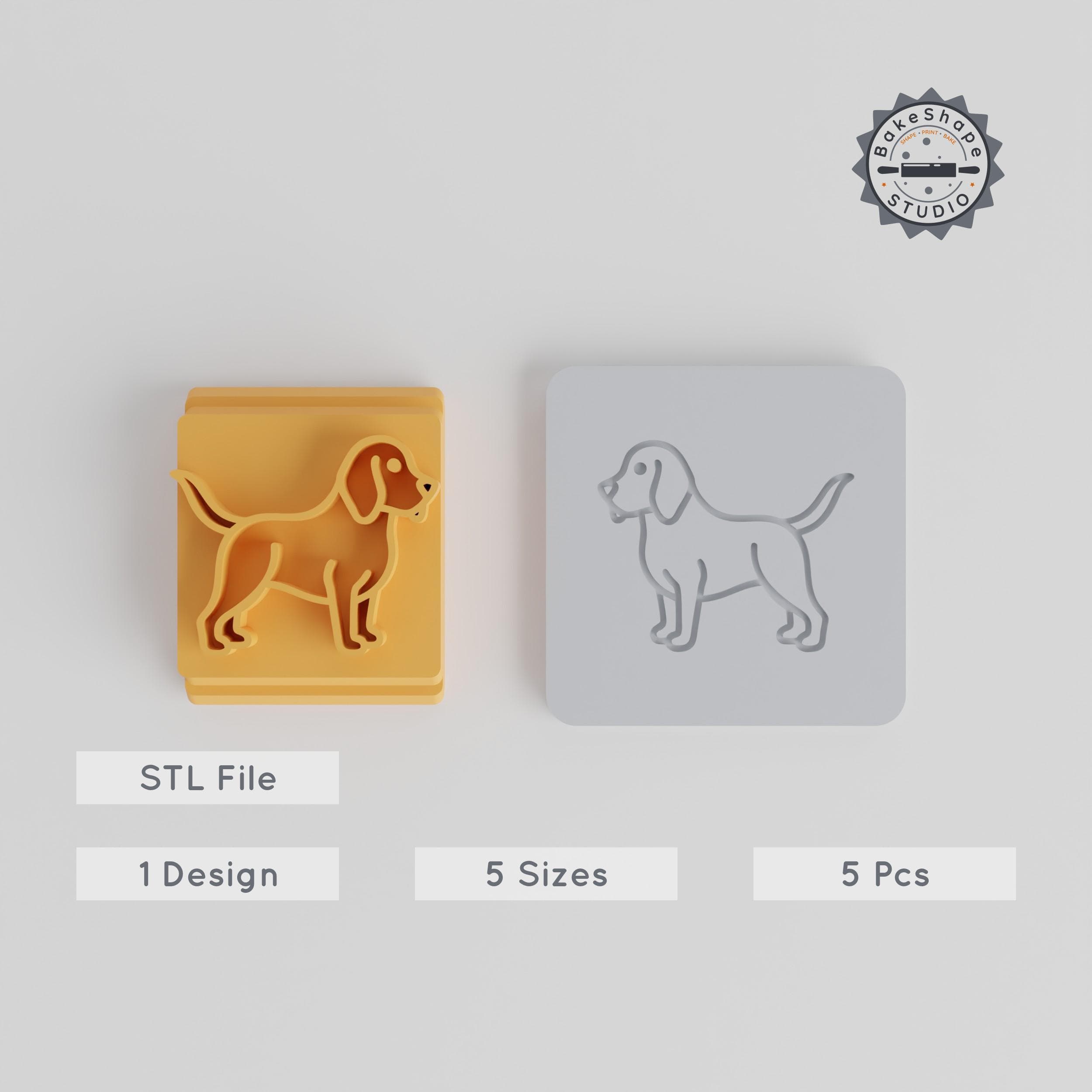 Beagle Stamp Tile Set, 5 Sizes, Perfect for Clay & Cookies, Dog Motif, 20-40mm, Puppy & Pet Designs PRODUCT_1994 3d model