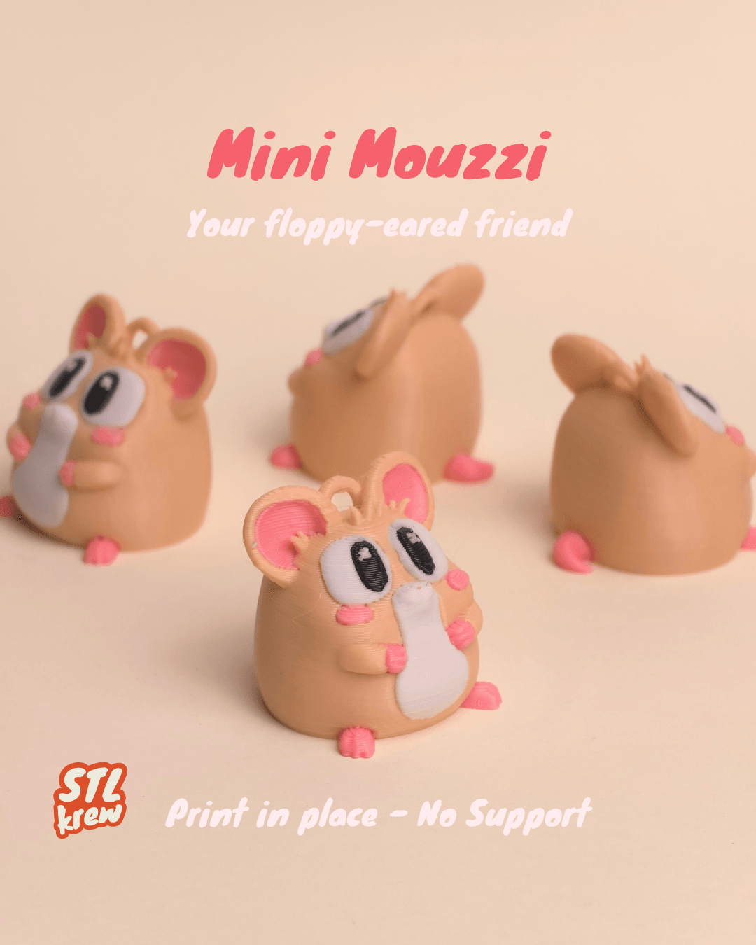 Cute Mini mouse keychain - Mouzzi, no support 3d model