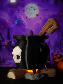 Caldero Mágico 3D con luz – Decoración de Halloween, dulcero y lámpara LED 3d model