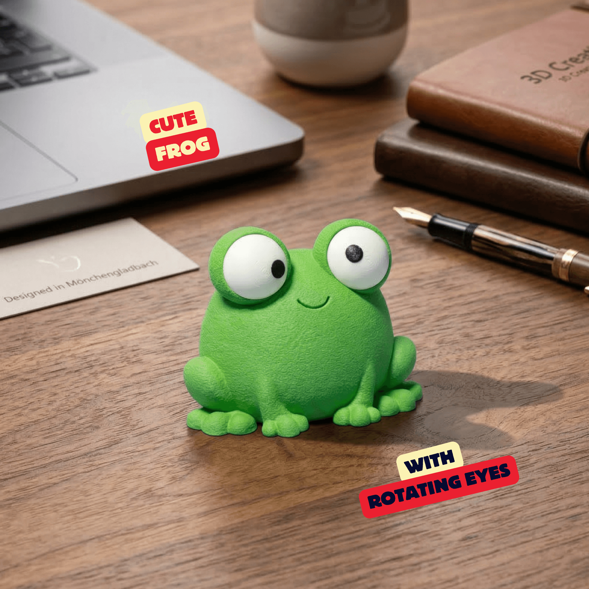 CUTE FROG WITH ROTATING EYES (NO AMS) / CUTE GROG SCULPTURE / BUDDY / FROGS / SHLEFDECOR 3d model