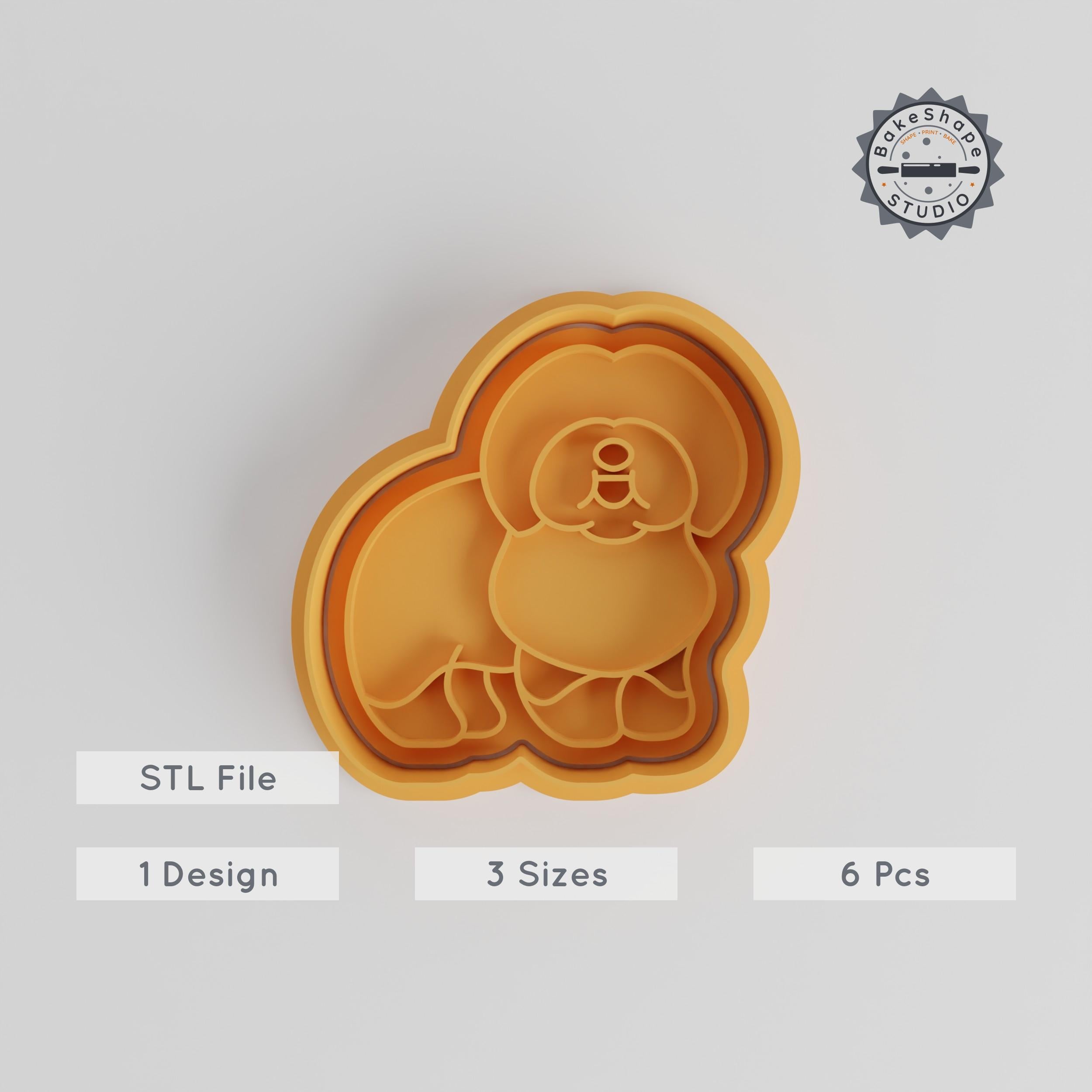 Old English Sheepdog Cutter & Stamp Set, Cookie Fondant Shaper, Includes 3 Sizes (S/M/L), Fluffy Sheepdog Baking Tool, 6 Piece Collection PRODUCT_5343 3d model