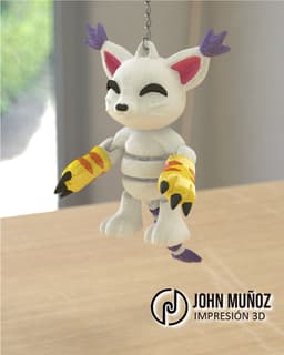 Gatomon Digimon - Articulated version & Keychain-free support 3d model