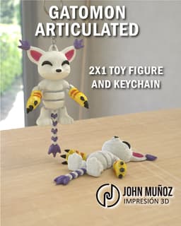 Gatomon Digimon - Articulated version & Keychain-free support 3d model