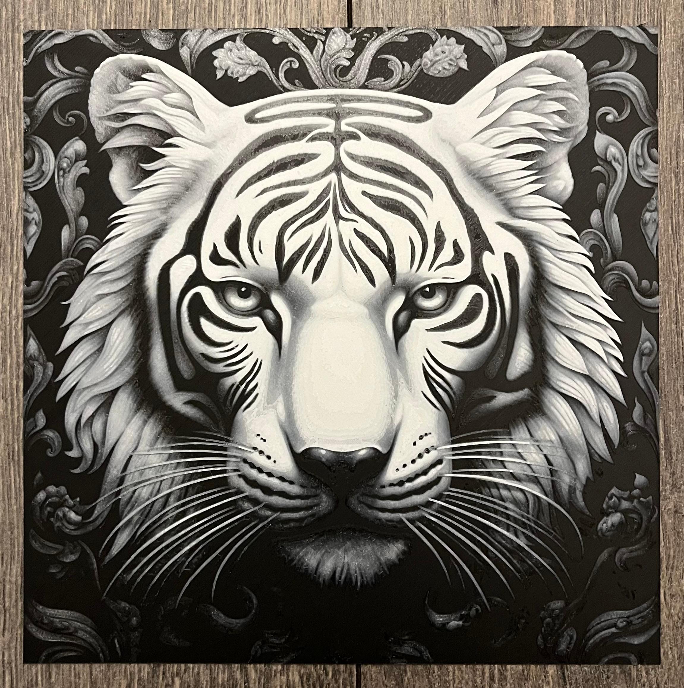 Op-Art White Tiger (Filament Painting) 3d model