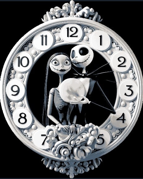 Jack and Sally from Nightmare Before Christmas - Fanart Clockface 3d model