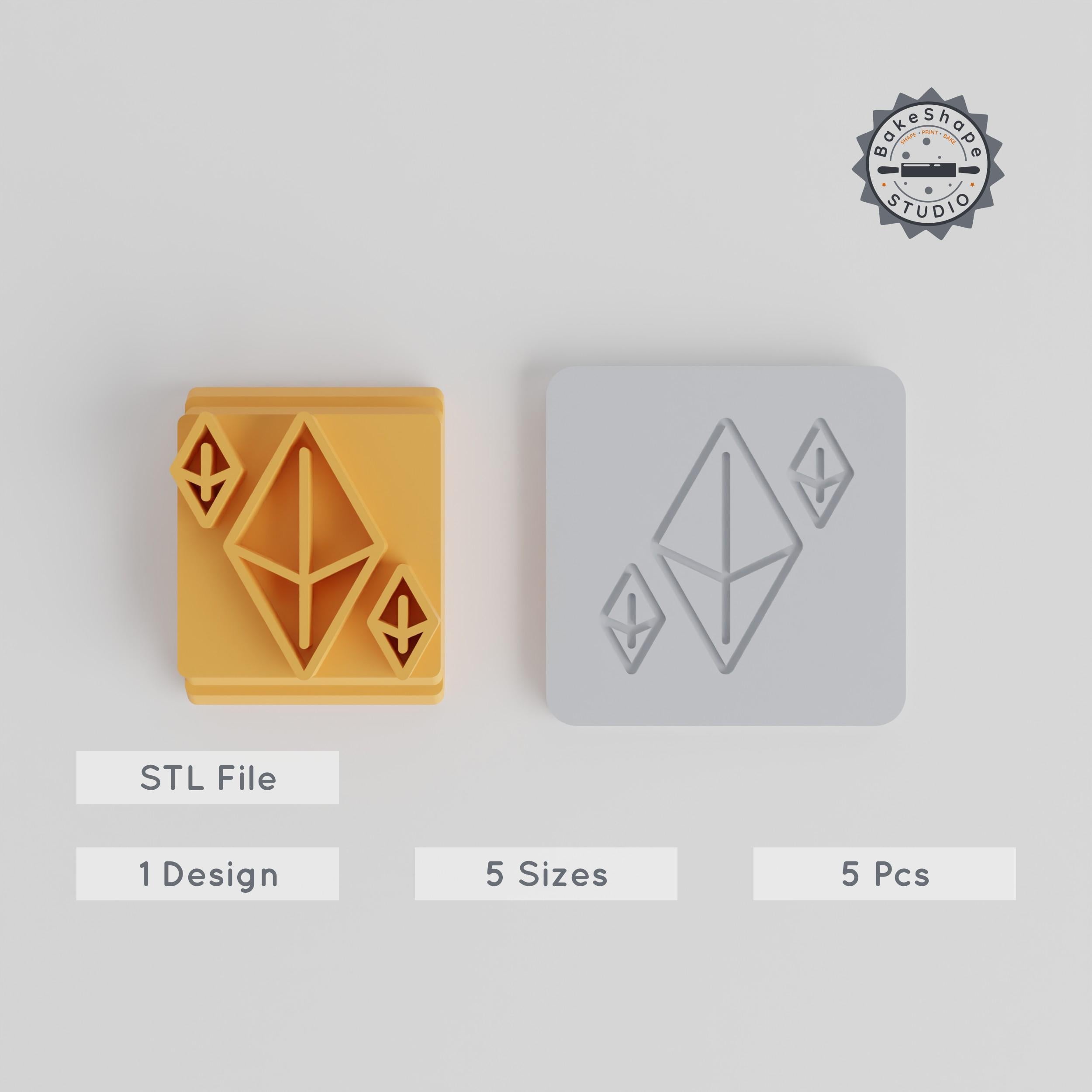 Gem Stamp Tile Set, 5 Sizes, Ideal for Clay & Cookie Imprint Designs, Includes 20-40mm Motifs PRODUCT_1917 3d model