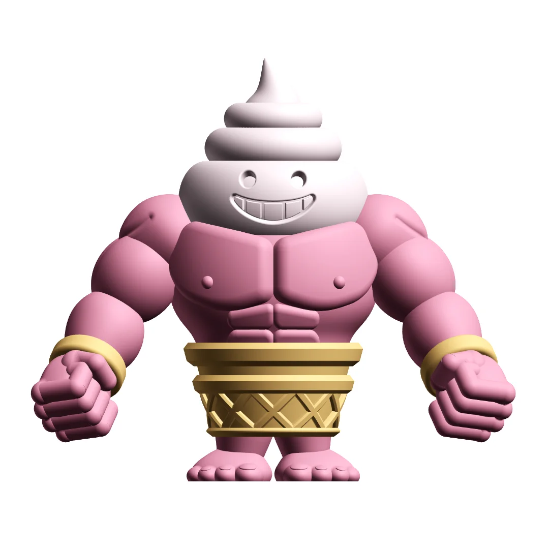 Gashapon Gang Big Softee Figure – Muscular Ice Cream Cone Capsule Toy 3d model