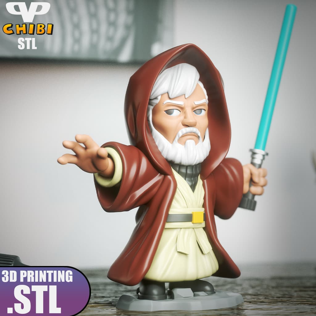 Old Obi-Wan Kenobi Chibi STL for 3D Printing ChibiSTL 3DXM 3d model