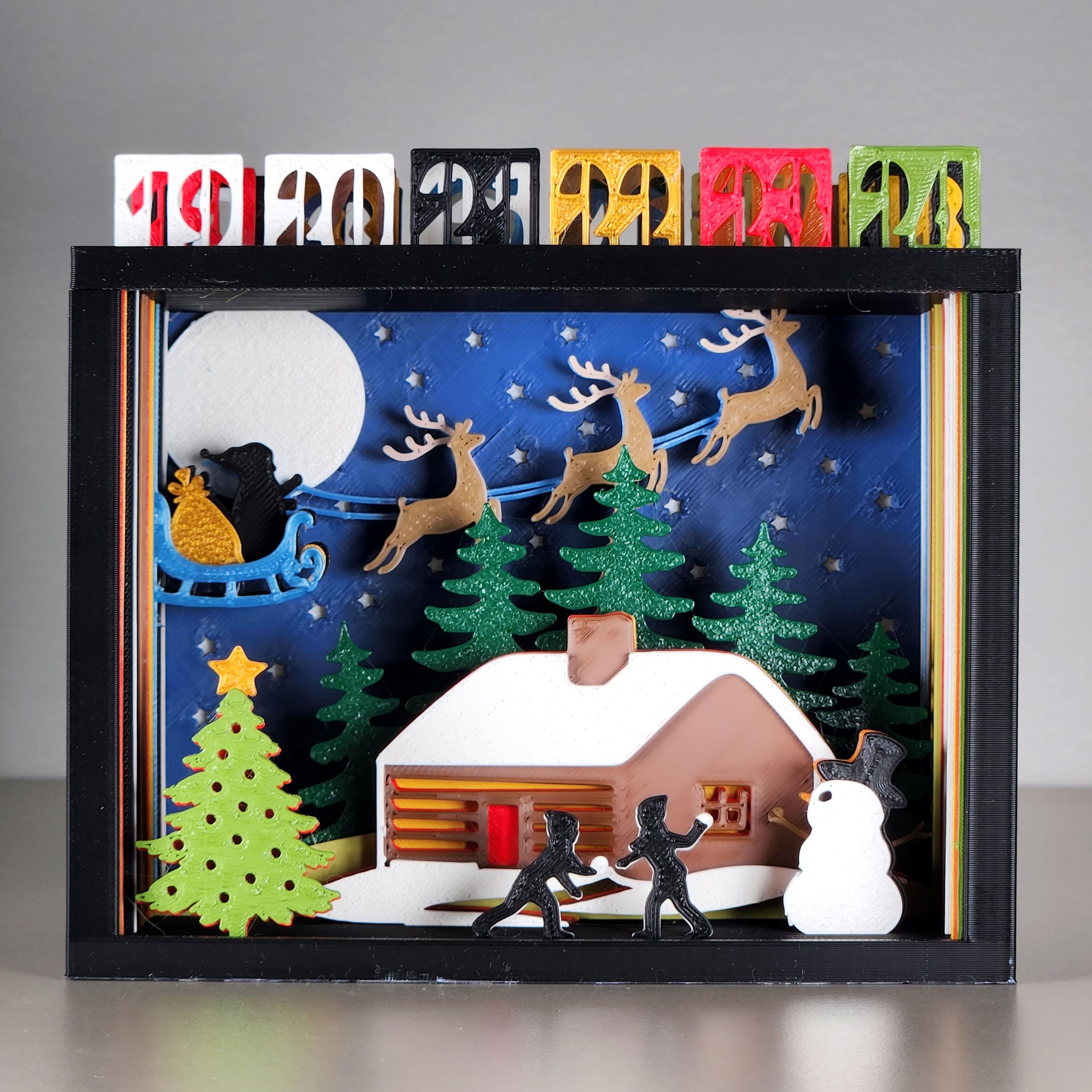 Christmas Scene Silhouette Advent Calendar 3d model