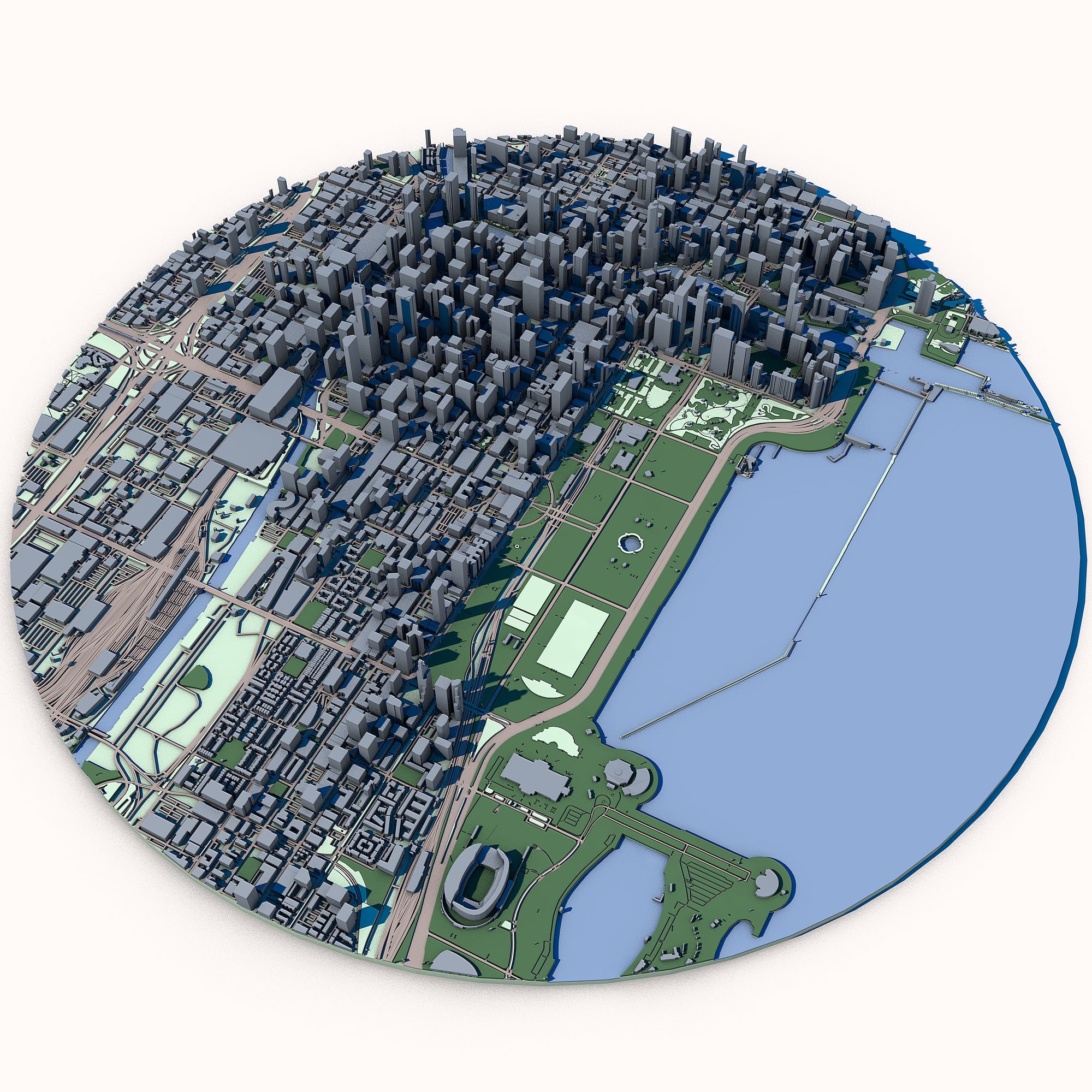 Chicago Cityscape 3D Model – Windy City Skyline – Illinois Architecture & Lake Michigan 3d model