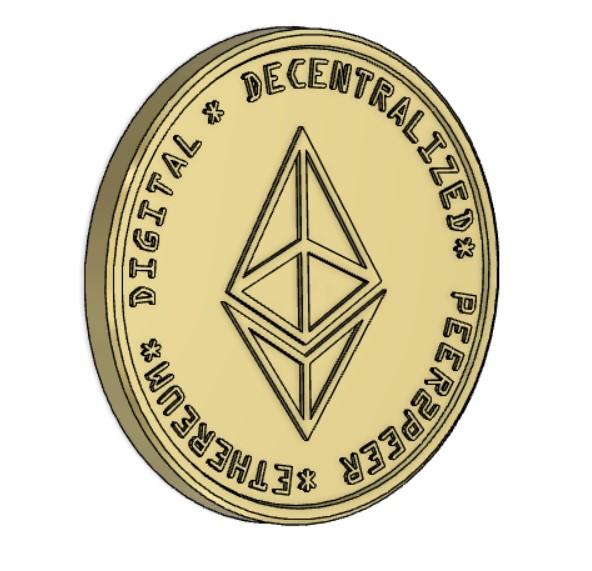Ethereum Coin (2 sided and split in half) 3d model