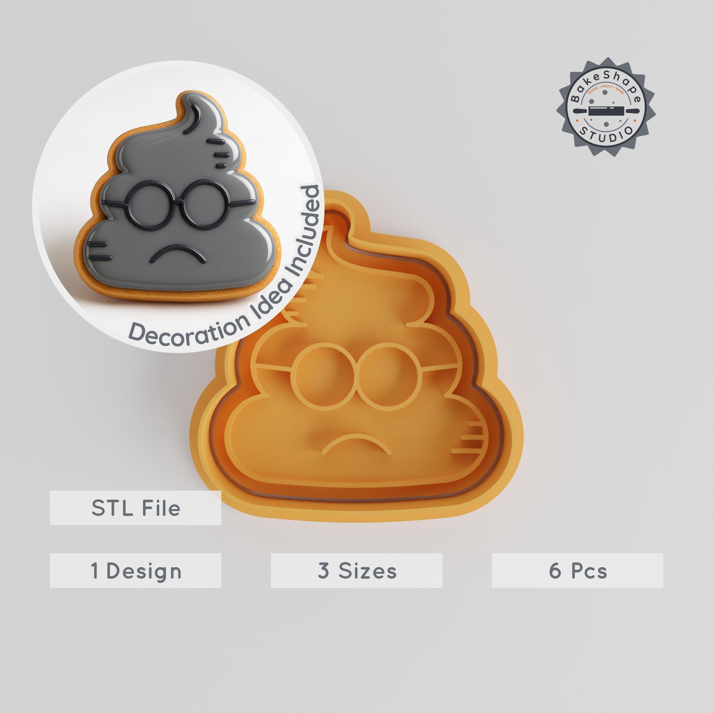 Poop Emoji Cookie Cutter & Stamp Set, Funny Waste, 6-Piece, S/M/L, Perfect for Cookies & Fondant PRODUCT_363 3d model