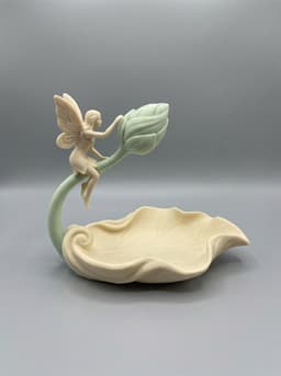 Whimsical Fairy on Lotus Leaf Jewelry Dish - Enchanted Forest Vanity Organizer 3d model
