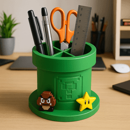 Pipe Desk Organizer — Retro Gaming-Inspired Storage 3d model