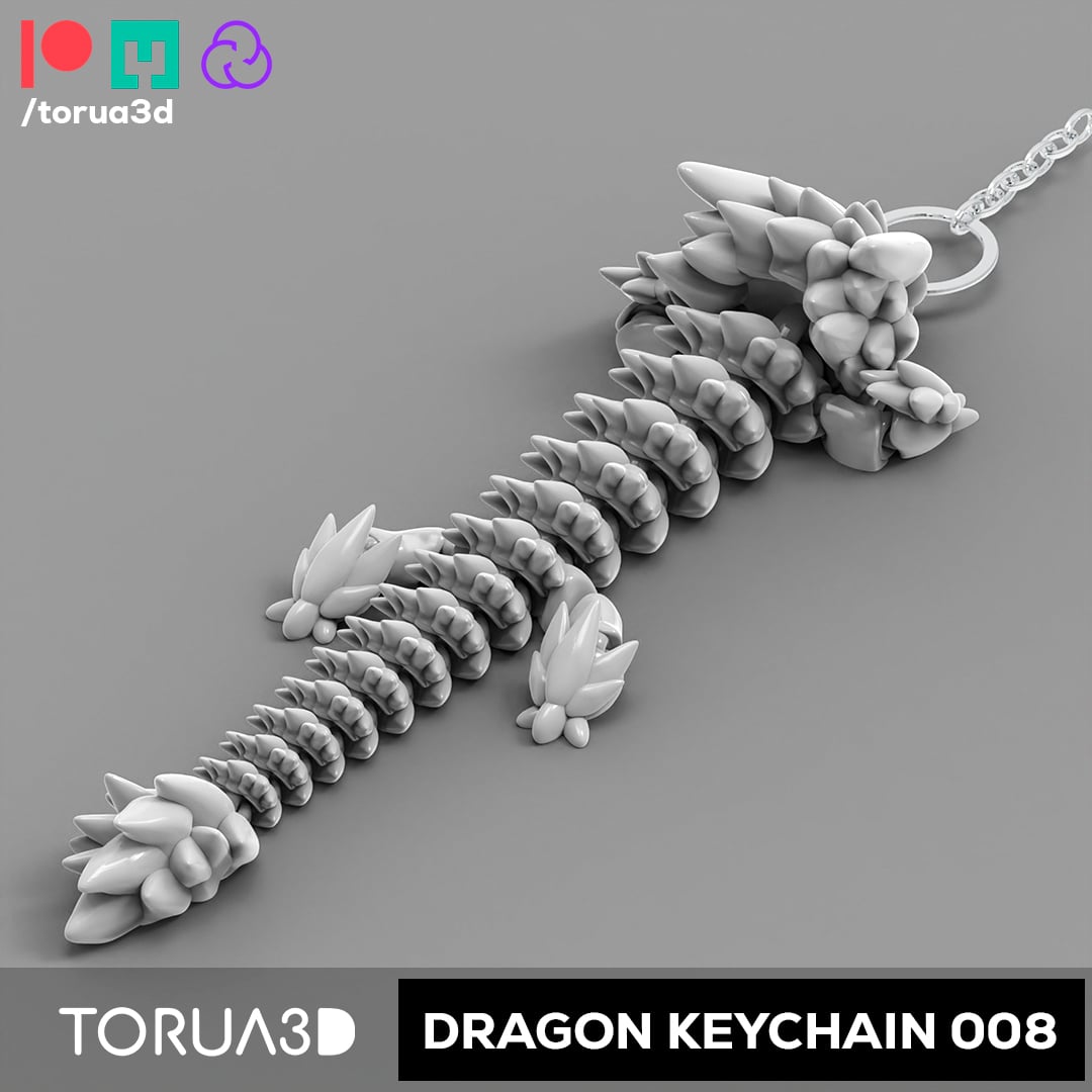 Articulated Dragon keychain 008 3d model