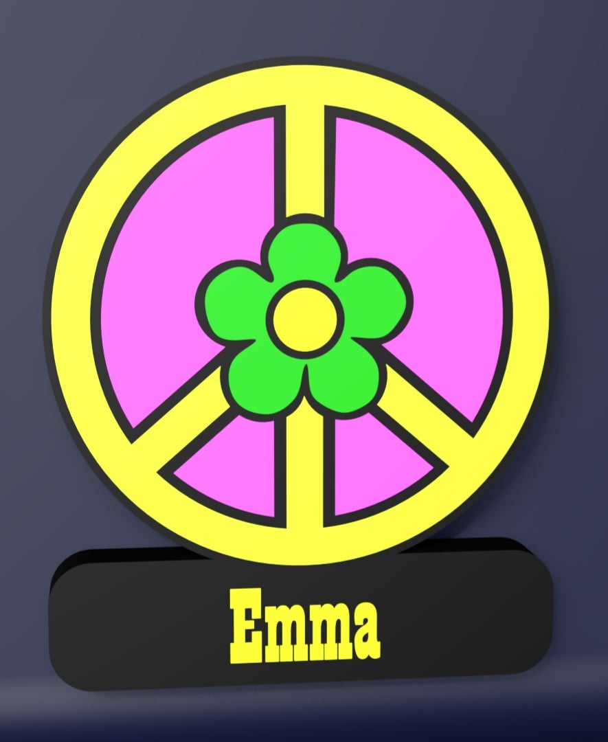 Flower Peace Sign - LED Strip compatible 3d model