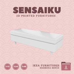 Miniature Replica 02. ESSEBODA Bench with Storage for Miniature Dollhouse IKEA 3D Print (1:12,24,48) 3d model