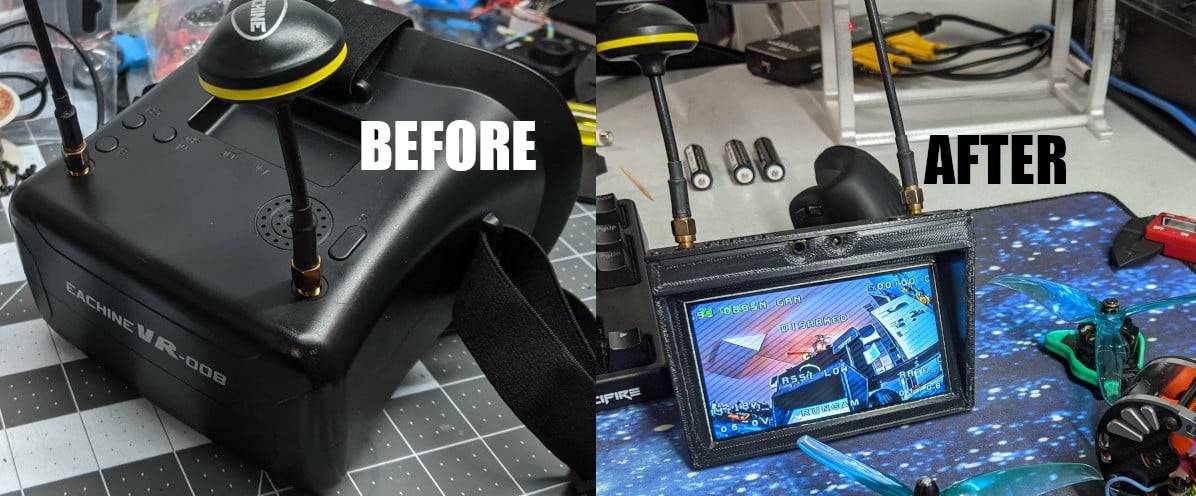 Eachine VR-008 Goggles to Monitor Conversion 3d model