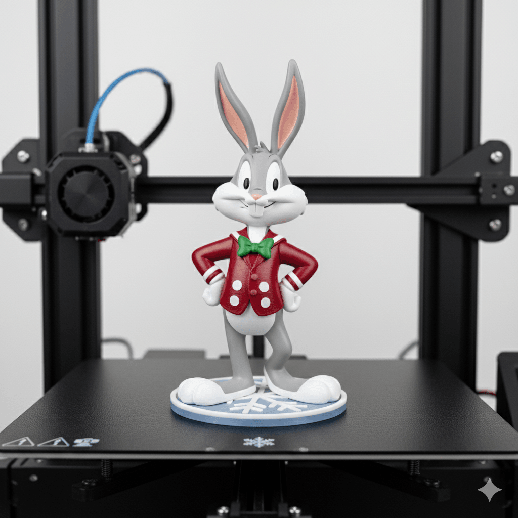 Holiday Bugs Bunny 3D Print Figurine - Looney Tunes Christmas STL Model 3d model