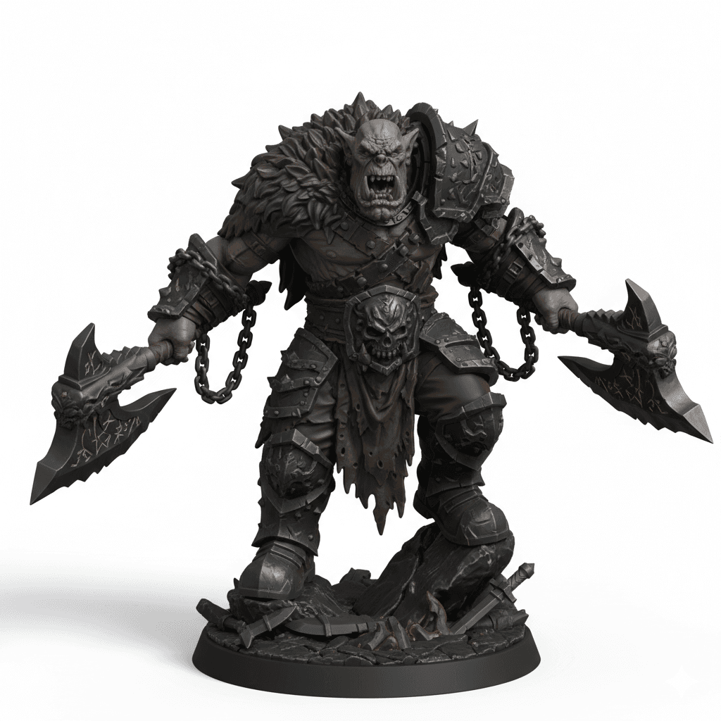 Orc Berserker Chained Twin Axes Premium STL Design 3d model