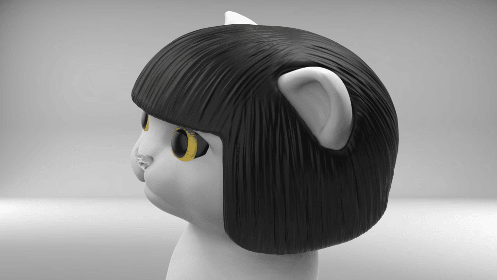 Cat Bangs Wig 3d model
