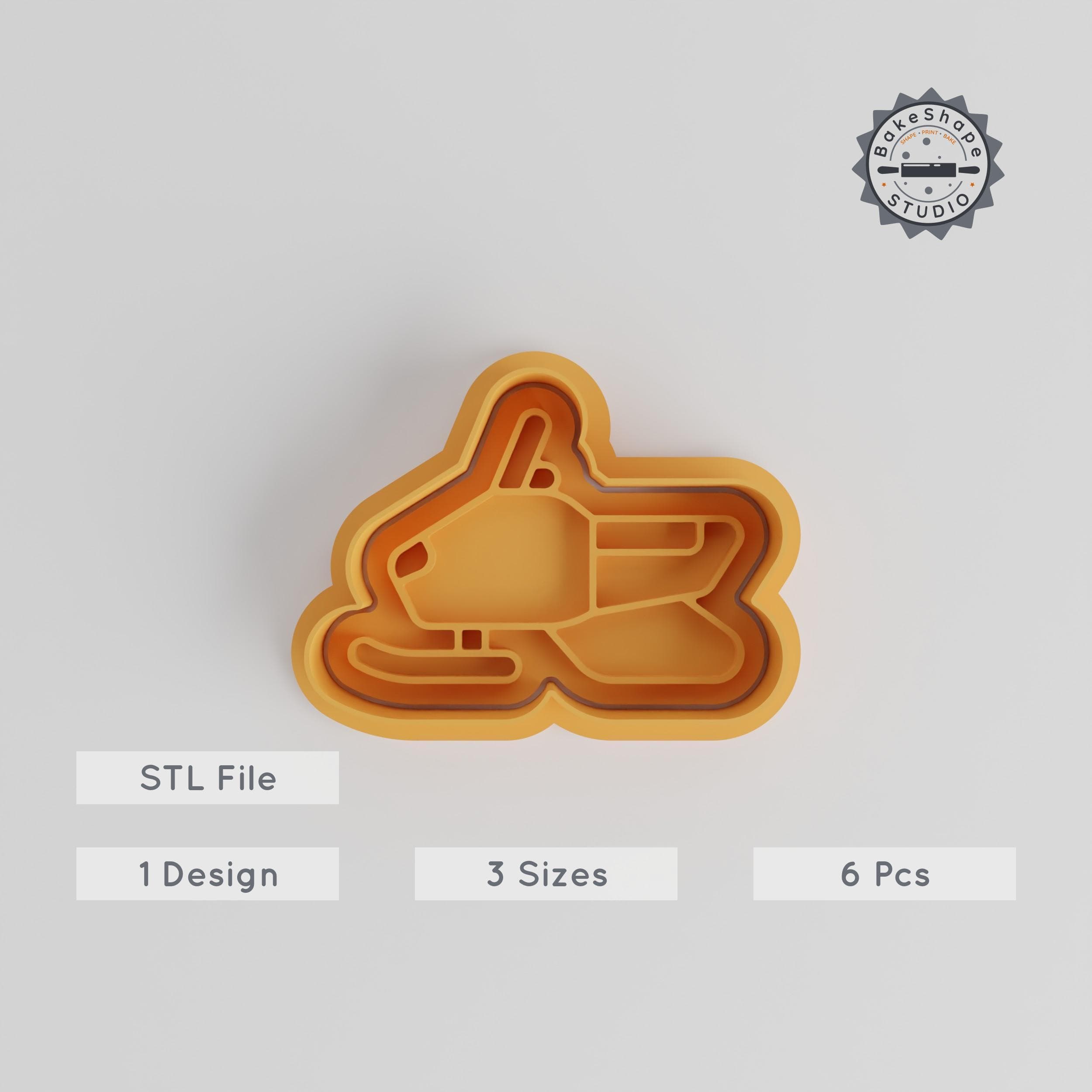Snowmobile Cookie Cutter & Stamp, Winter Ride Theme, S/M/L Sizes, 3D Print Set of 6 Pieces, Perfect for Fondant, Ski & Snow Fun PRODUCT_3267 3d model