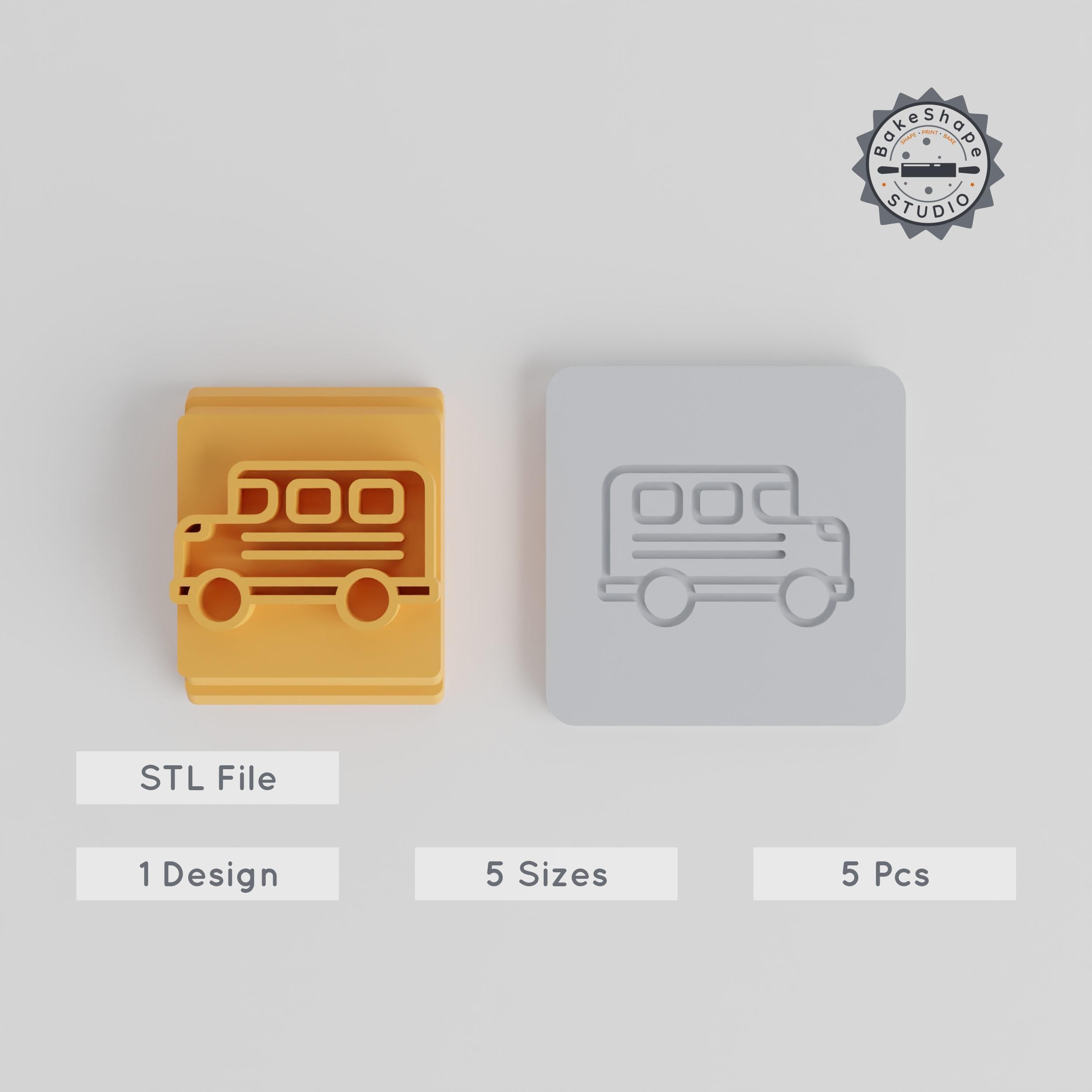 School Bus Stamp Tile Set, 20-40mm Sizes, Perfect for Clay, Cookie & Fondant Projects PRODUCT_3362 3d model