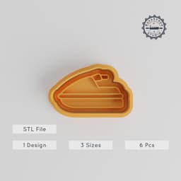 Jet Ski Shape Cutter & Stamp Bundle, Perfect for Cookies & Fondant, 6 Piece Set with S/M/L Sizes, Watercraft Theme PRODUCT_3236 3d model