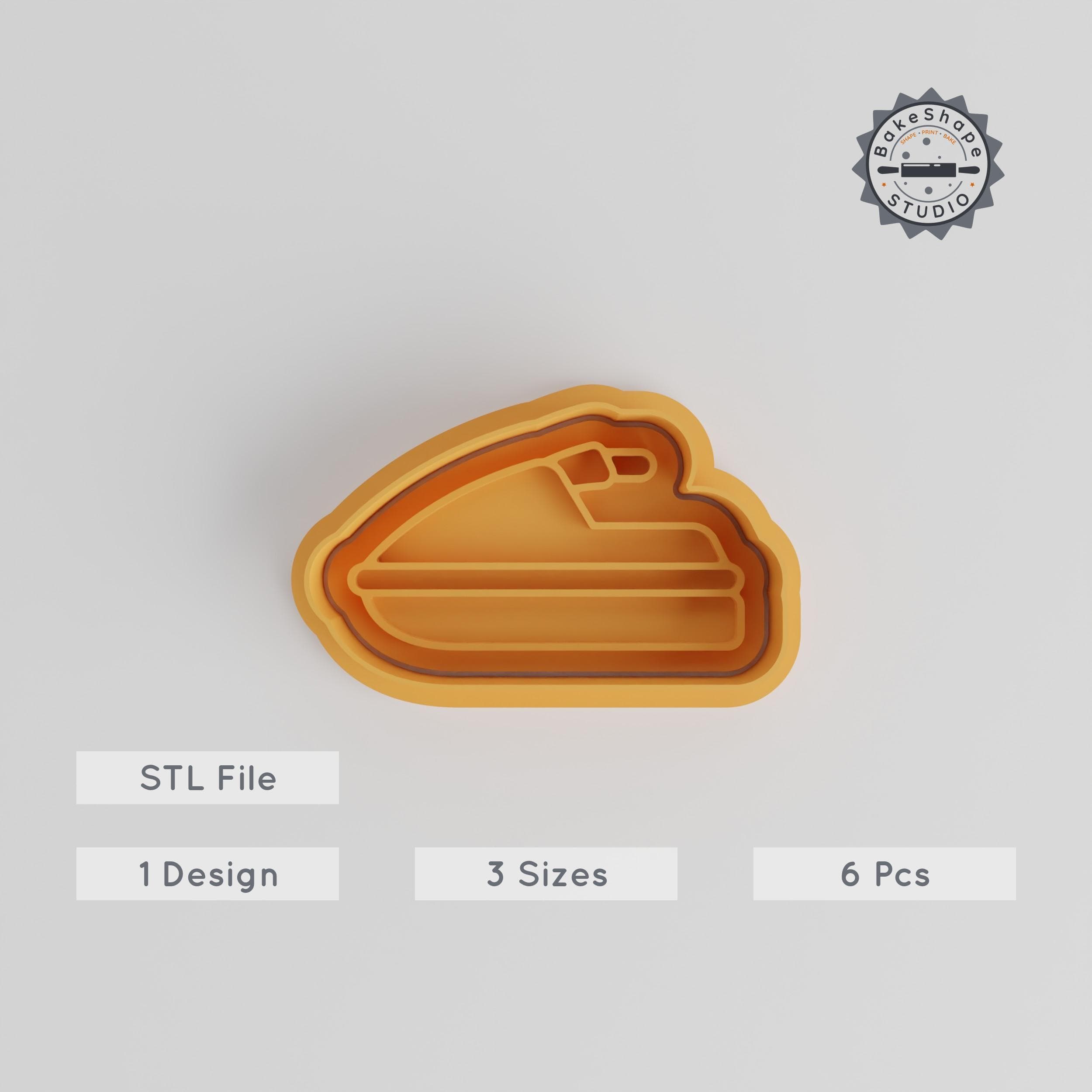 Jet Ski Shape Cutter & Stamp Bundle, Perfect for Cookies & Fondant, 6 Piece Set with S/M/L Sizes, Watercraft Theme PRODUCT_3236 3d model