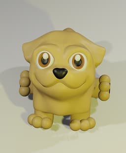 Flexi Pug - Articulated Dog, Style #1 3d model