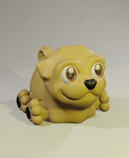 Flexi Pug - Articulated Dog, Style #1 3d model