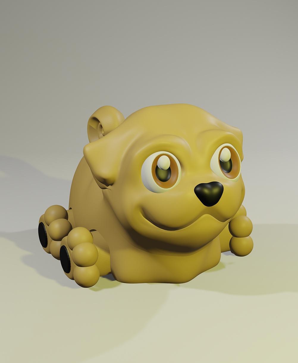 Flexi Pug - Articulated Dog, Style #1 3d model