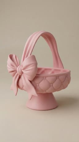 Quilted Bow Easter Basket STL | Coquette Pedestal Candy Bowl Decor | 3D Printed Spring Mantle Center 3d model