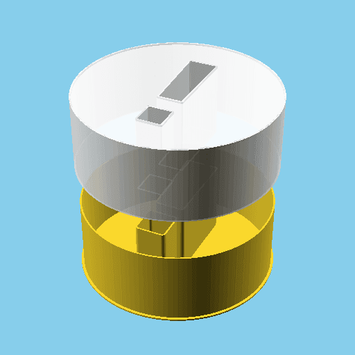 Disk with an exclamation point, nestable box (v1) 3d model