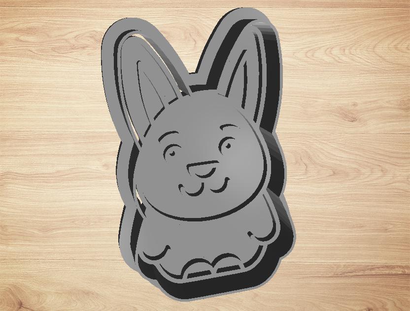 cookie cutter bunny - cutter and stamp 3d model