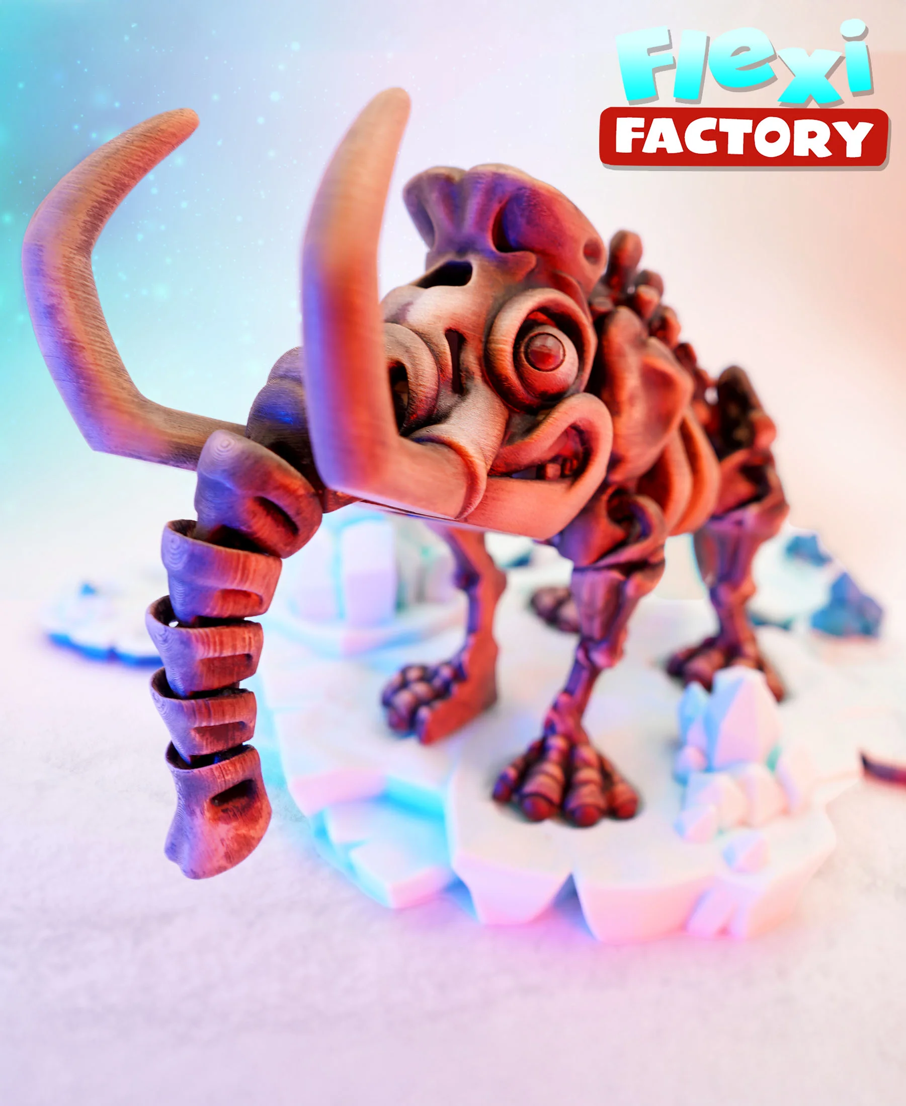 Flexi Factory Skeleton Mammoth with Stand and 3MF Included! 3d model