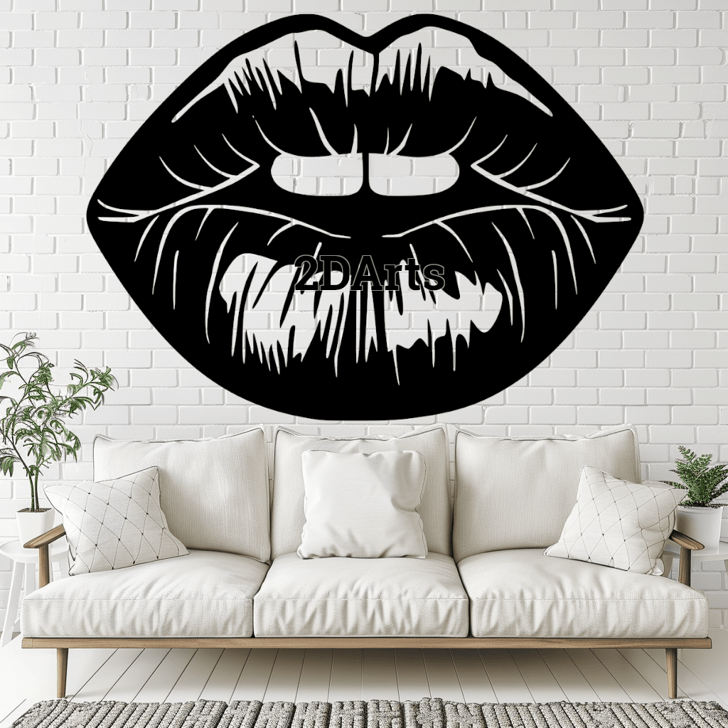 Lips 2D Wall Art/Window Art - Digital STL & SVG File 3d model